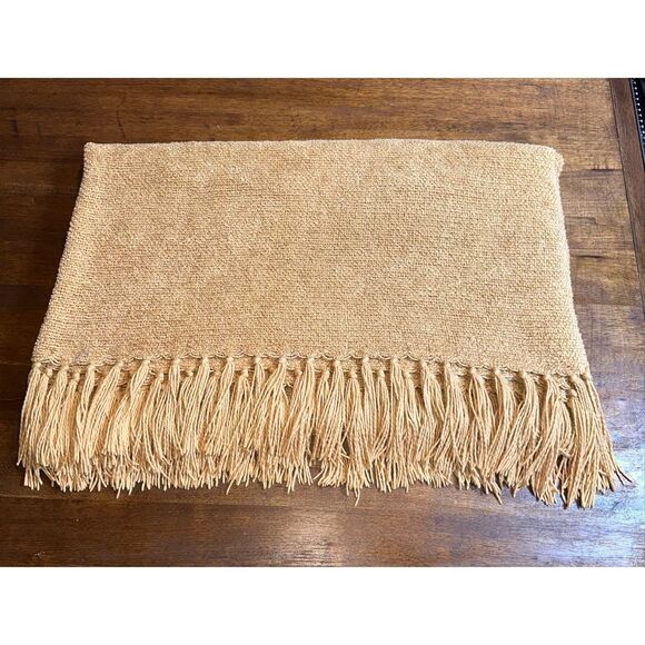 Pottery Barn Solid Burgundy Chenille Fringed 50x60” Throw Blanket - Picture 1 of 2